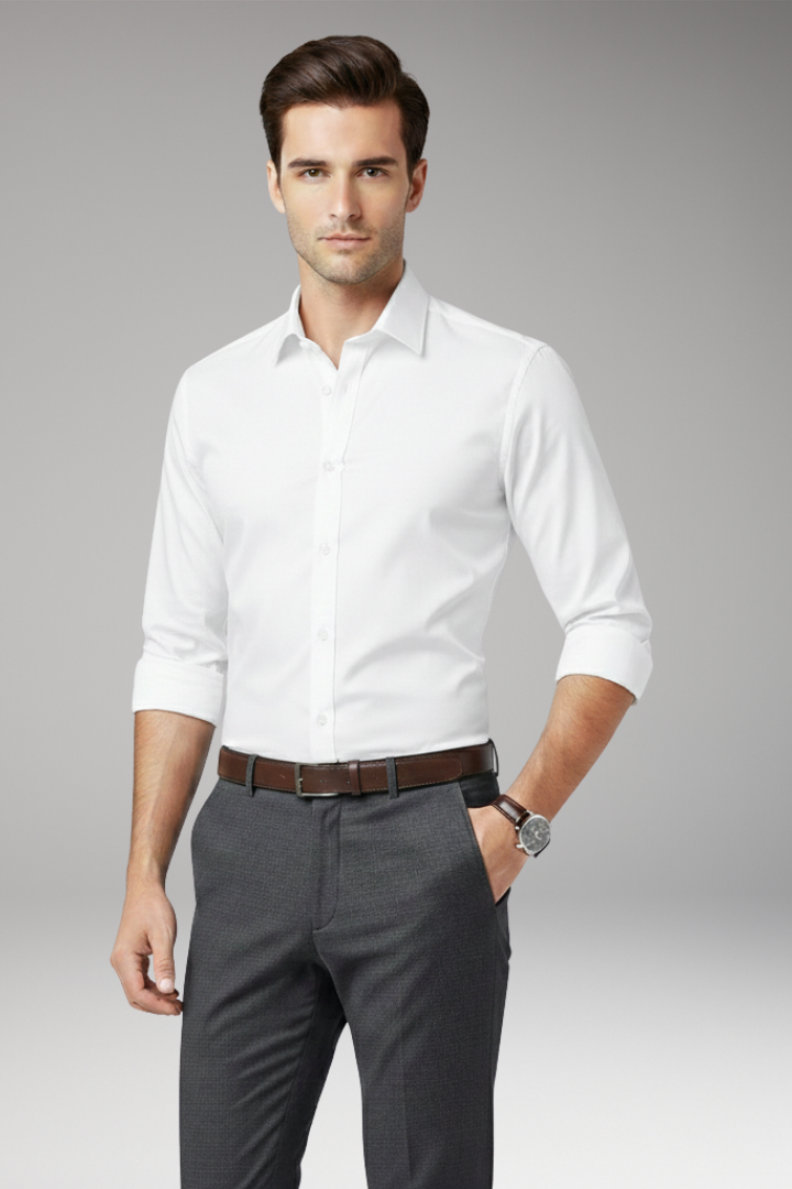 Men's Classic Collar Dress Shirt Button Front