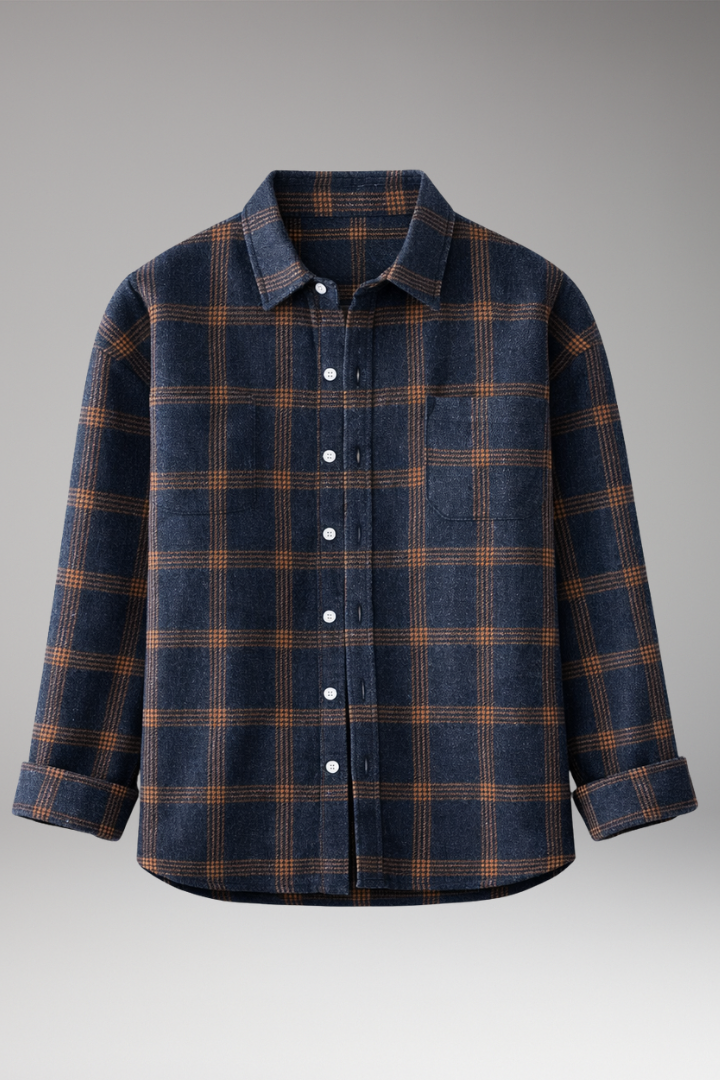 Men's Flannel Long Sleeve Shirt Classic Collar - Vonnera