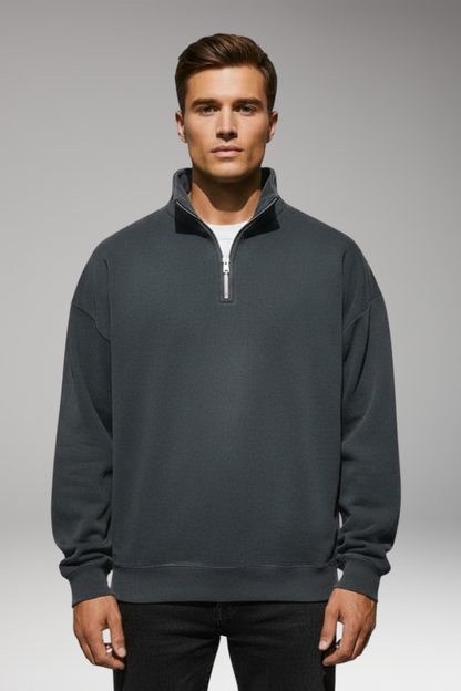 Men's Fleece Pullover Sweatshirt Ribbed Cuffs