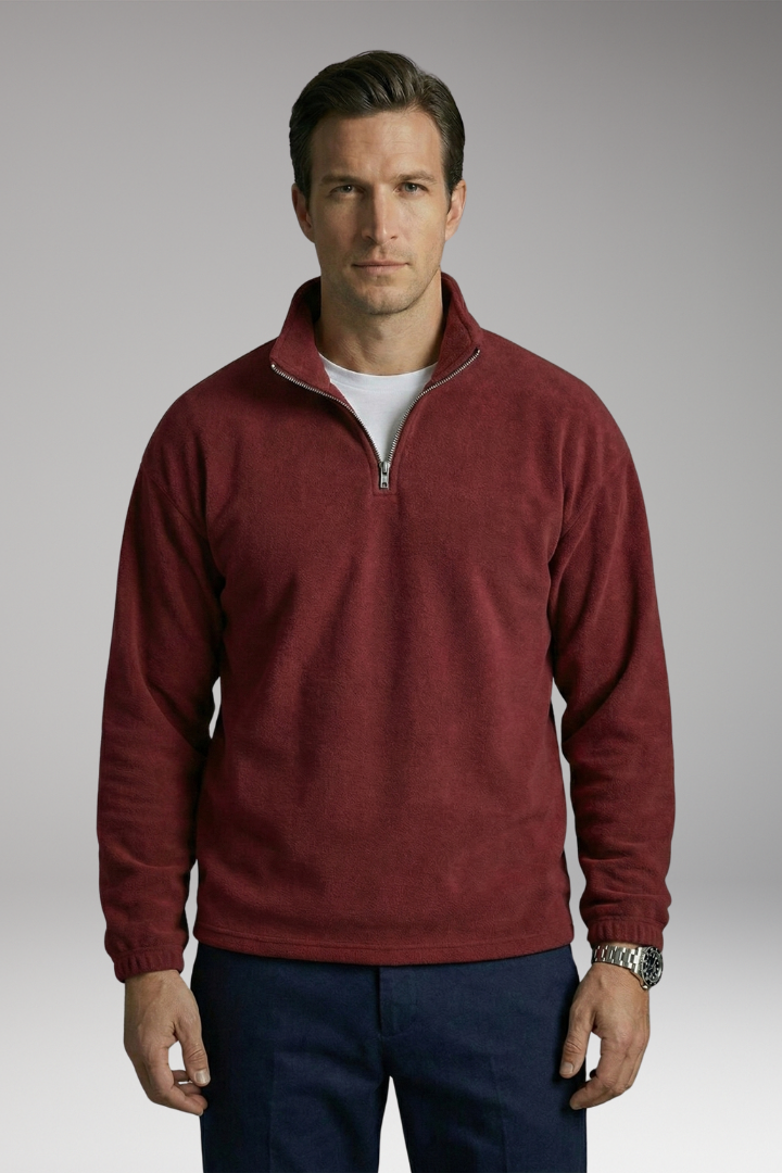Men's Fleece Pullover Sweatshirt Ribbed Cuffs