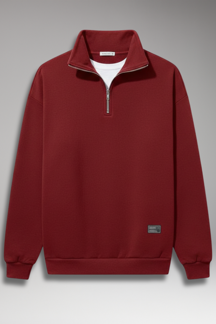 Men's Fleece Pullover Sweatshirt Ribbed Cuffs - Vonnera