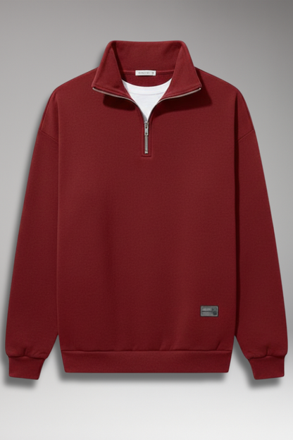 Men's Fleece Pullover Sweatshirt Ribbed Cuffs - Vonnera
