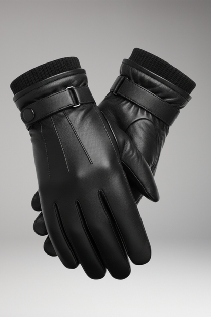 Men's Insulated Gloves Adjustable Strap Ribbed Cuff