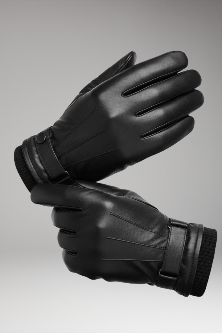 Men's Insulated Gloves Adjustable Strap Ribbed Cuff