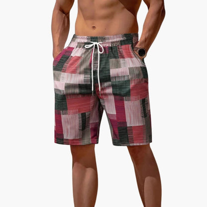 Men's Graphic Swim Trunks Drawstring Waist
