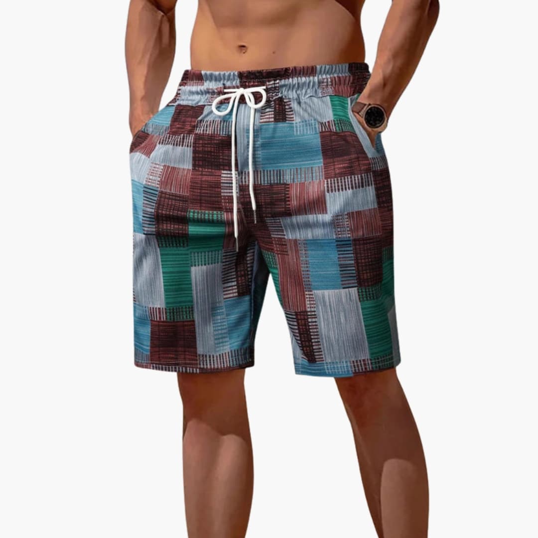 Men's Graphic Swim Trunks Drawstring Waist
