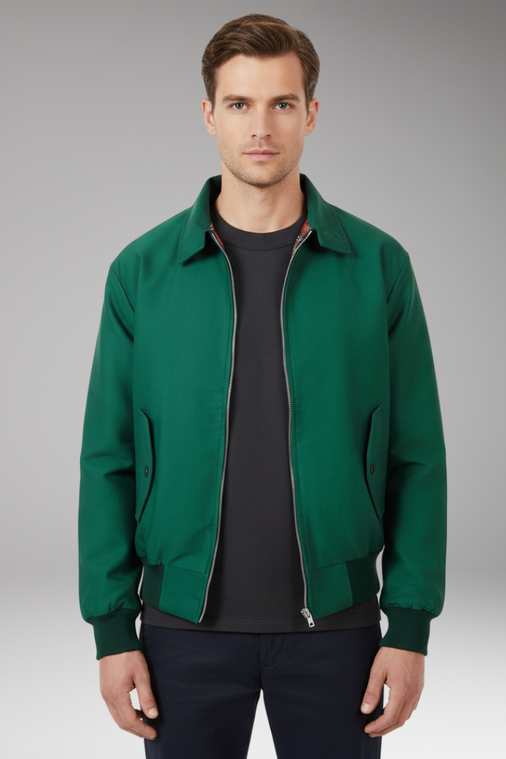 Men's Harrington Jacket Zip Checked Lining