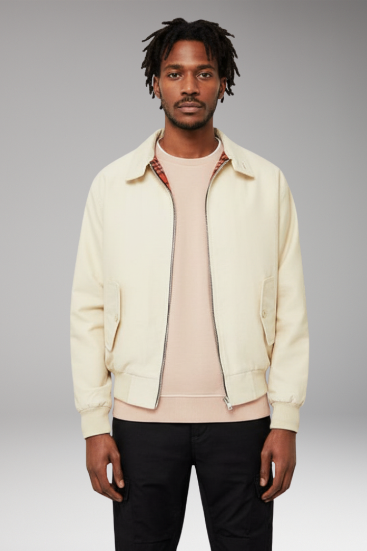 Men's Harrington Jacket Zip Checked Lining