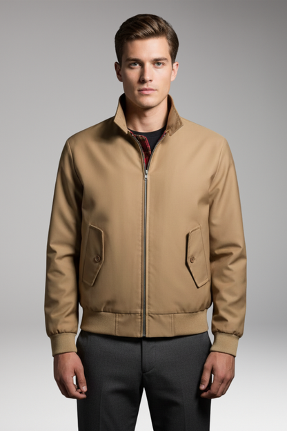 Men's Harrington Jacket Zip Checked Lining