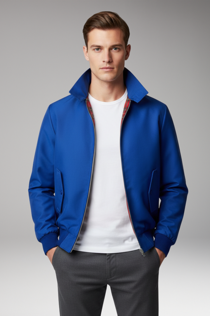 Men's Harrington Jacket Zip Checked Lining