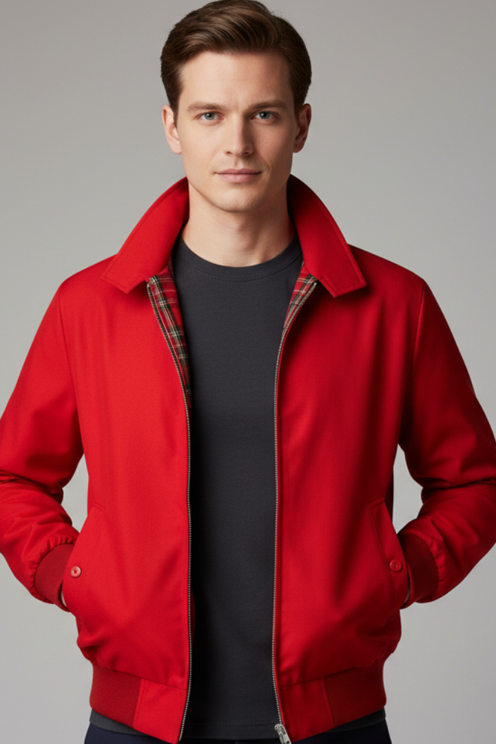 Men's Harrington Jacket Zip Checked Lining