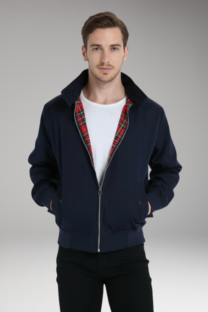 Men's Harrington Jacket Zip Checked Lining