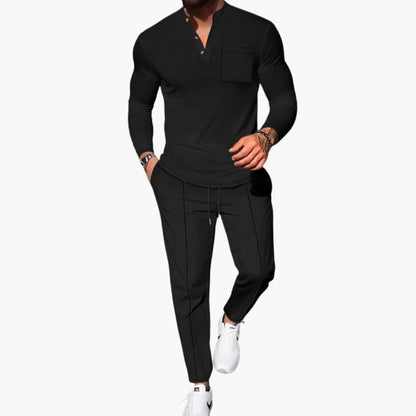 Men's Long Sleeve Henley And Pants Set - Vonnera