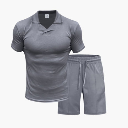 Men's Two-Piece Set High Collar and Shorts