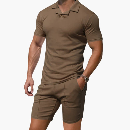 Men's Two-Piece Set High Collar and Shorts - Vonnera