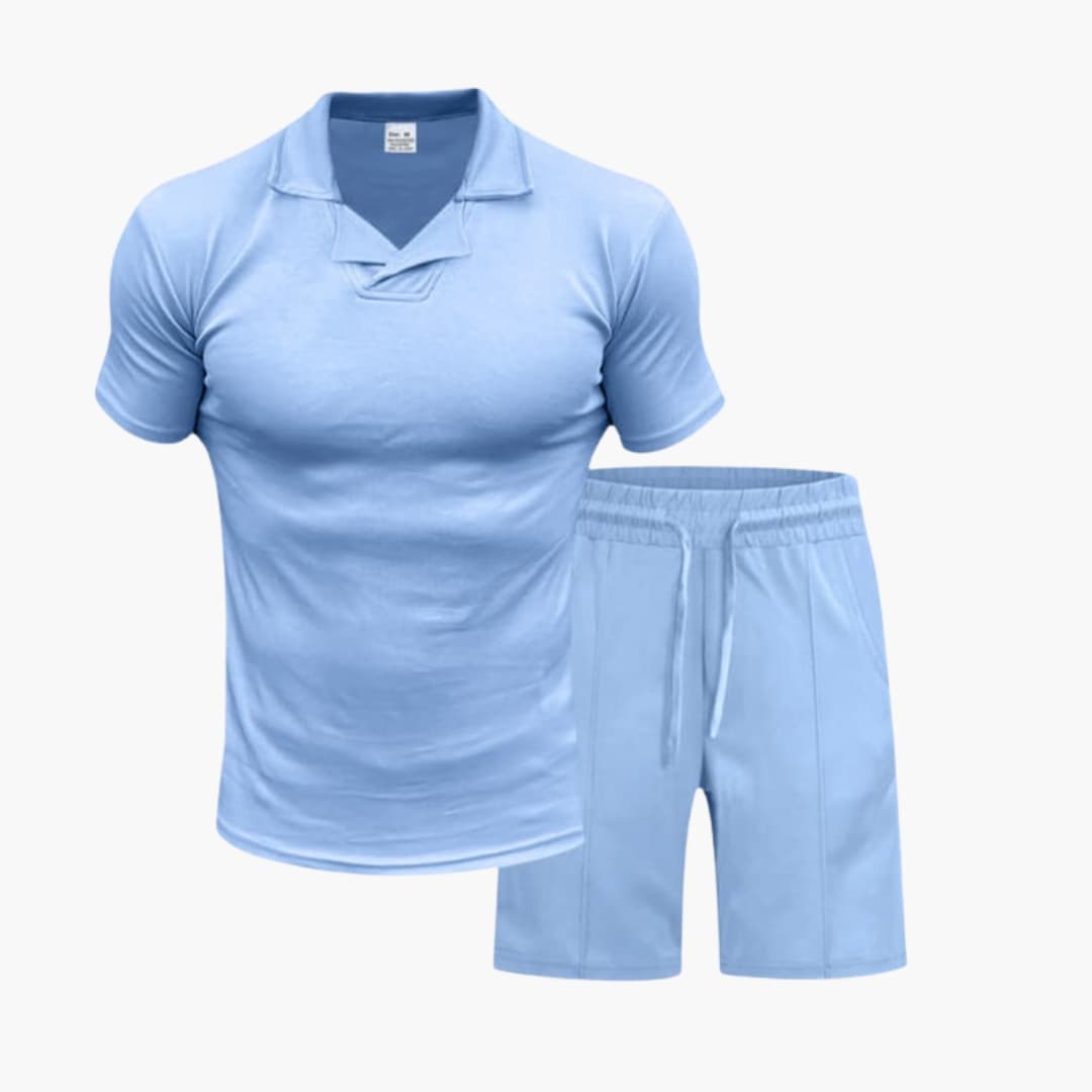 Men's Two-Piece Set High Collar and Shorts