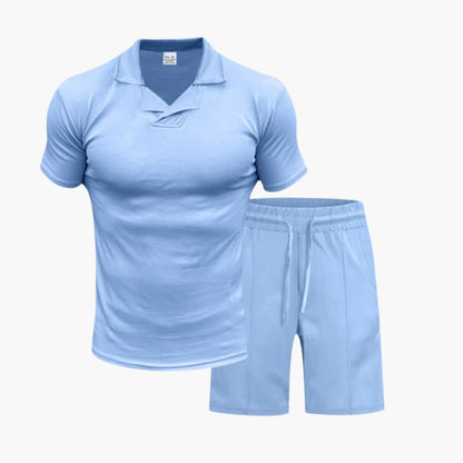 Men's Two-Piece Set High Collar and Shorts