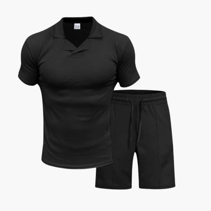 Men's Two-Piece Set High Collar and Shorts