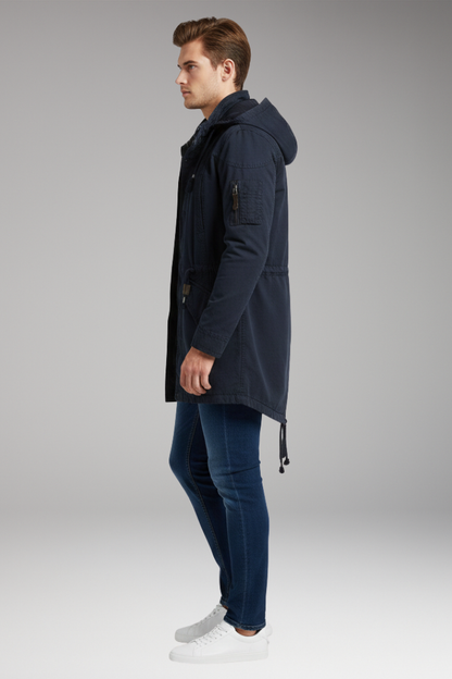 Men's Hooded Jacket Drawstring Waist Front Pockets