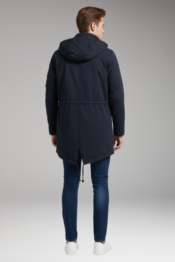 Men's Hooded Jacket Drawstring Waist Front Pockets