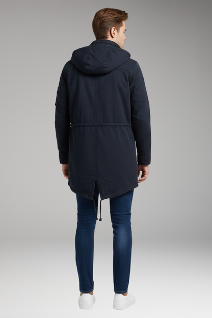 Men's Hooded Jacket Drawstring Waist Front Pockets