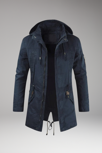 Men's Hooded Jacket Drawstring Waist Front Pockets - Vonnera