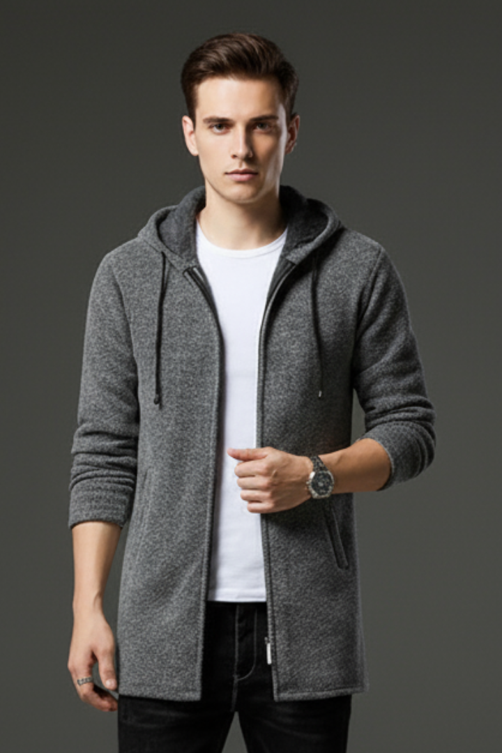 Men's Hooded Full Zip Jacket Lined Interior