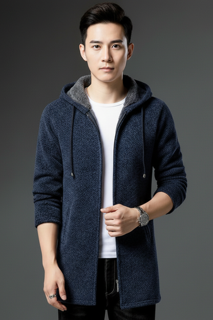Men's Hooded Full Zip Jacket Lined Interior