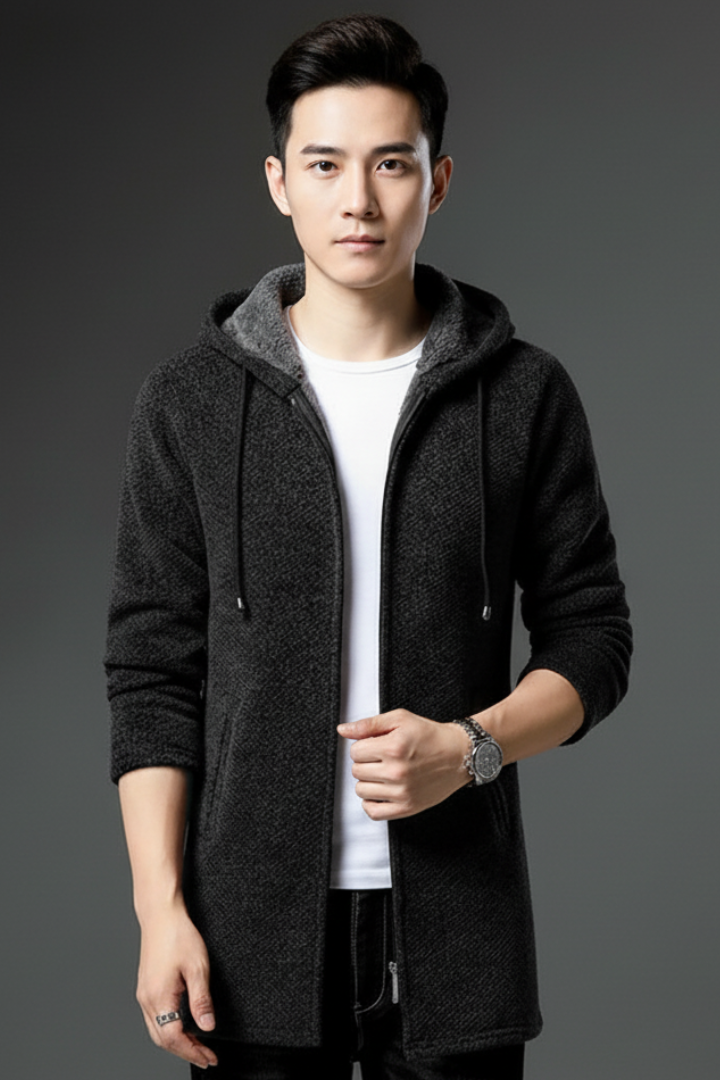 Men's Hooded Full Zip Jacket Lined Interior
