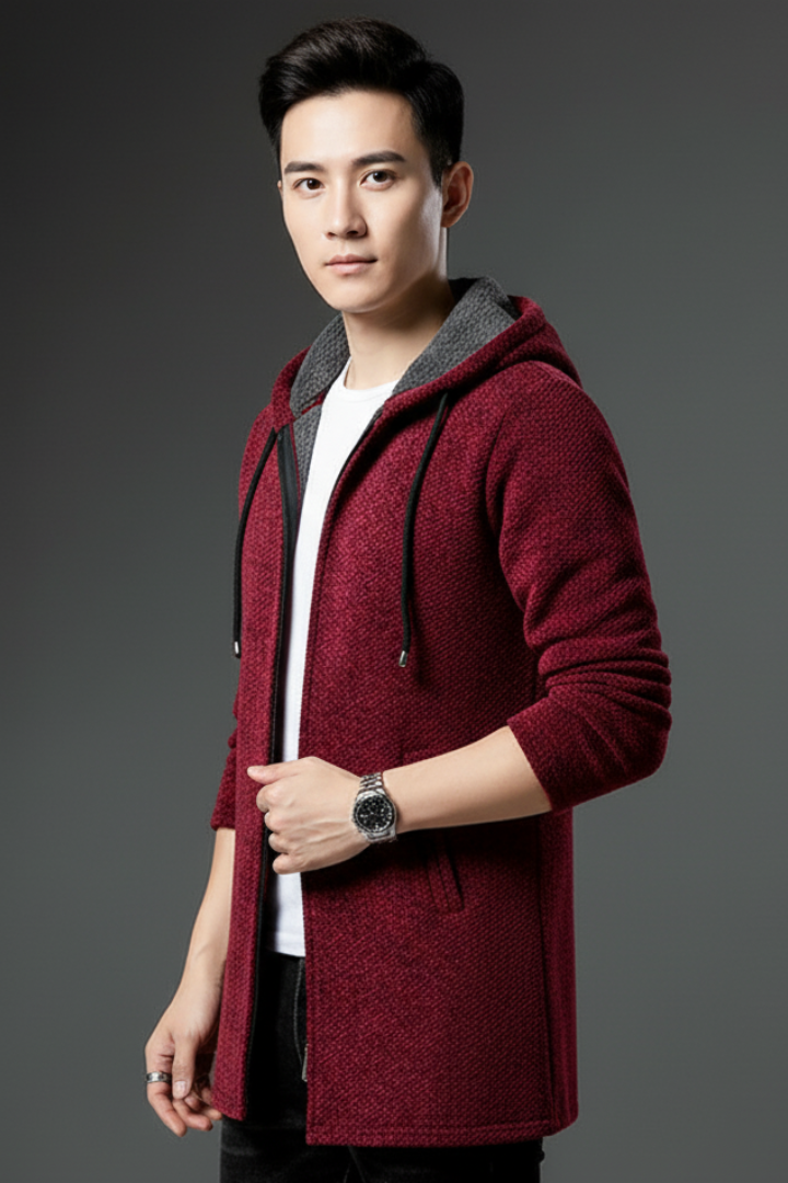 Men's Hooded Full Zip Jacket Lined Interior