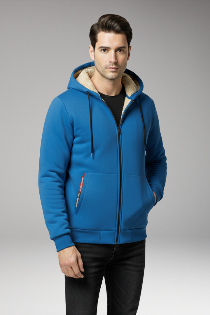Men's Hooded Zip Jacket With Front Pockets