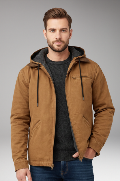 Men's Hooded Zipper Jacket with Side Pockets