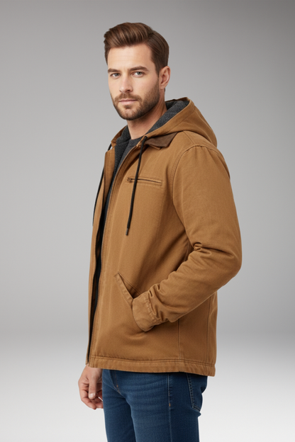 Men's Hooded Zipper Jacket with Side Pockets