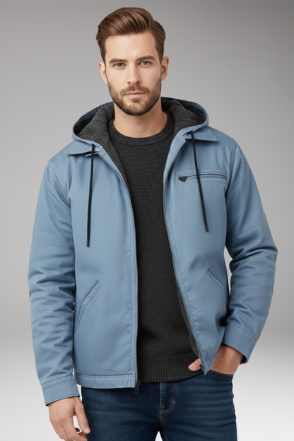 Men's Hooded Zipper Jacket with Side Pockets