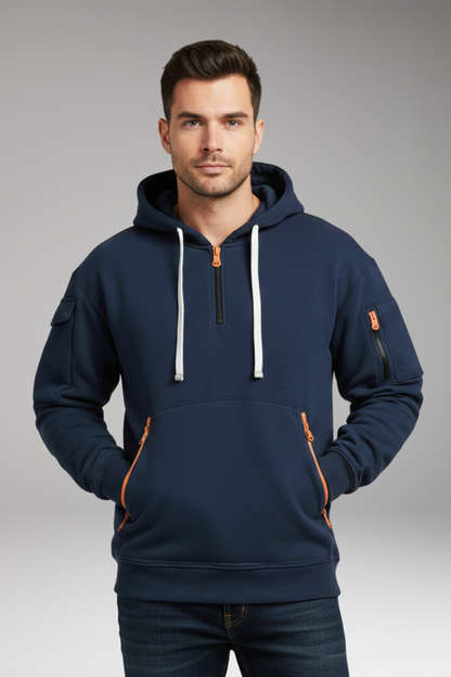 Men's Hooded Sweatshirt Adjustable Zip Pockets