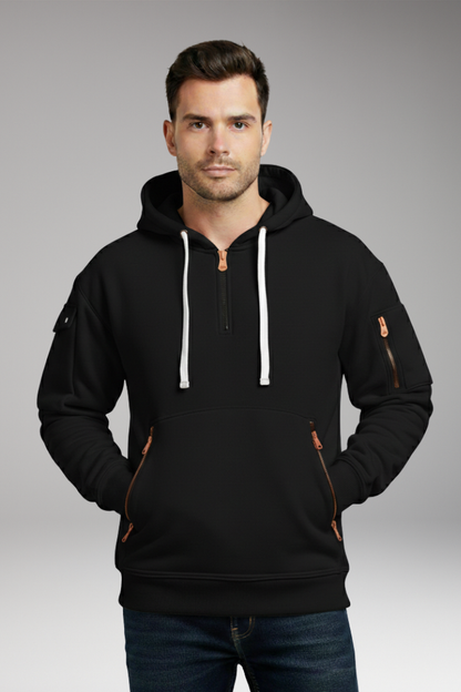 Men's Hooded Sweatshirt Adjustable Zip Pockets