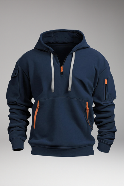 Men's Hooded Sweatshirt Adjustable Zip Pockets - Vonnera