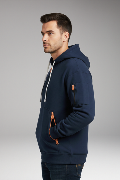 Men's Hooded Sweatshirt Adjustable Zip Pockets