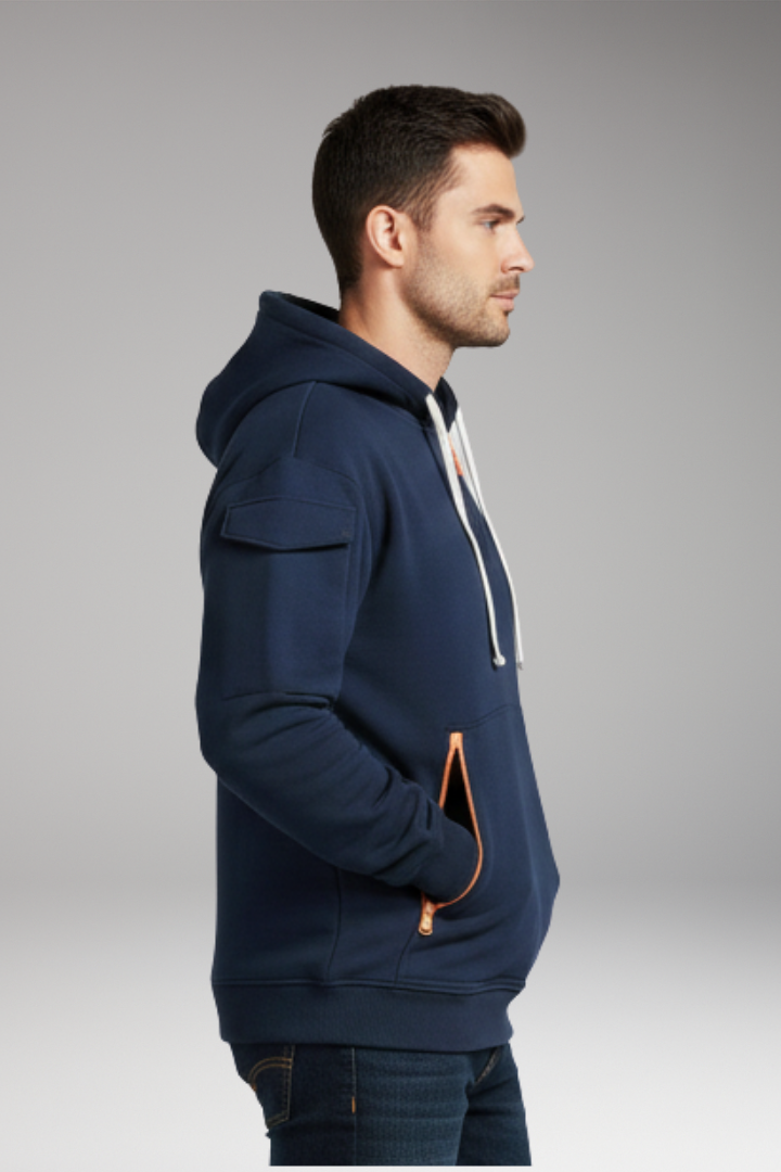 Men's Hooded Sweatshirt Adjustable Zip Pockets