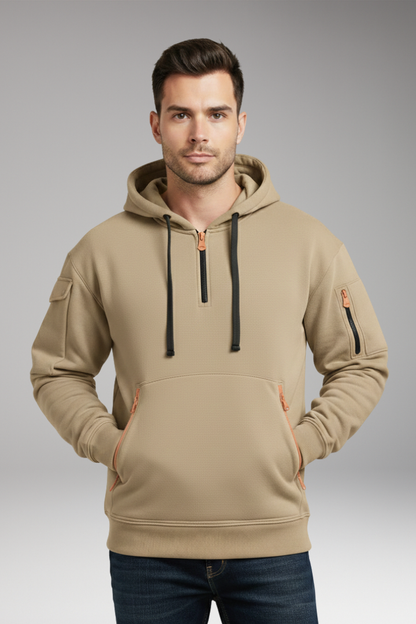 Men's Hooded Sweatshirt Adjustable Zip Pockets