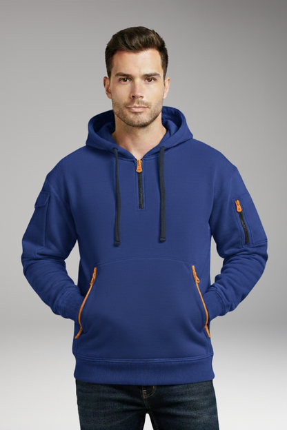 Men's Hooded Sweatshirt Adjustable Zip Pockets