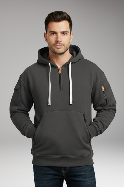 Men's Hooded Sweatshirt Adjustable Zip Pockets