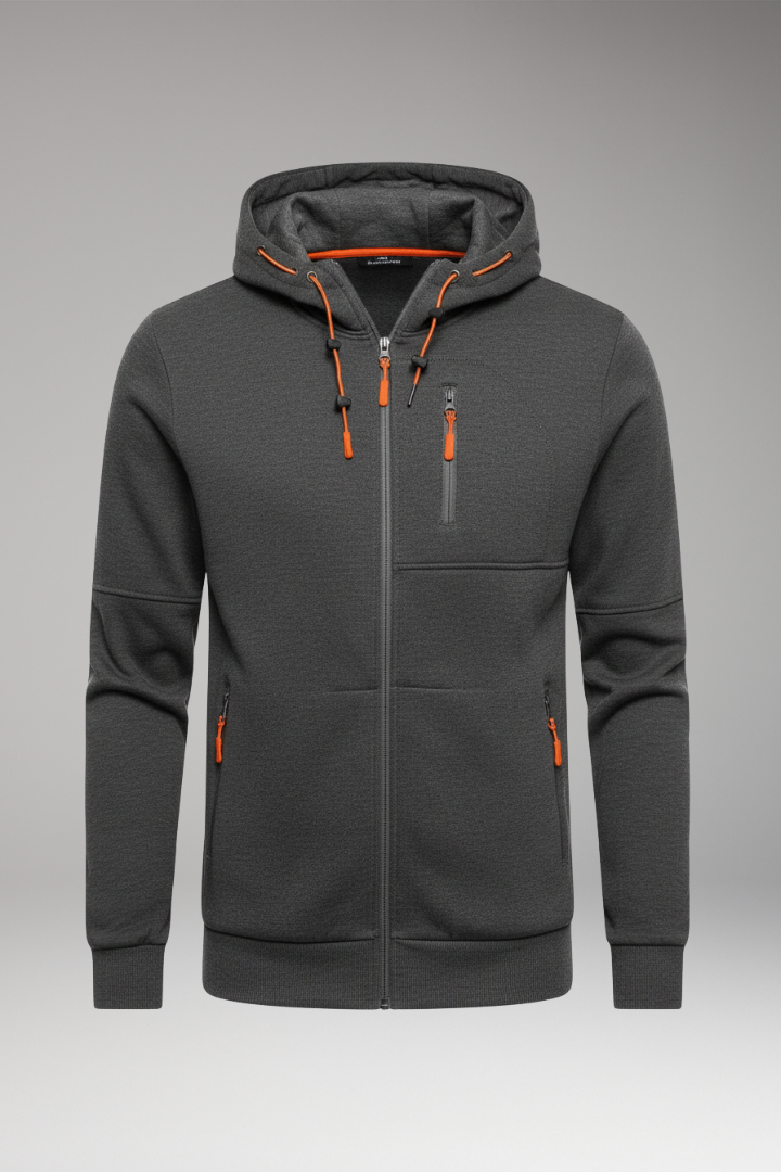 Men's Full Zip Hoodie Ribbed Cuffs - Vonnera