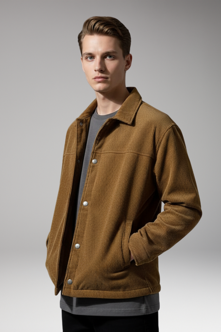 Men's Drawstring Jacket with Front Pockets
