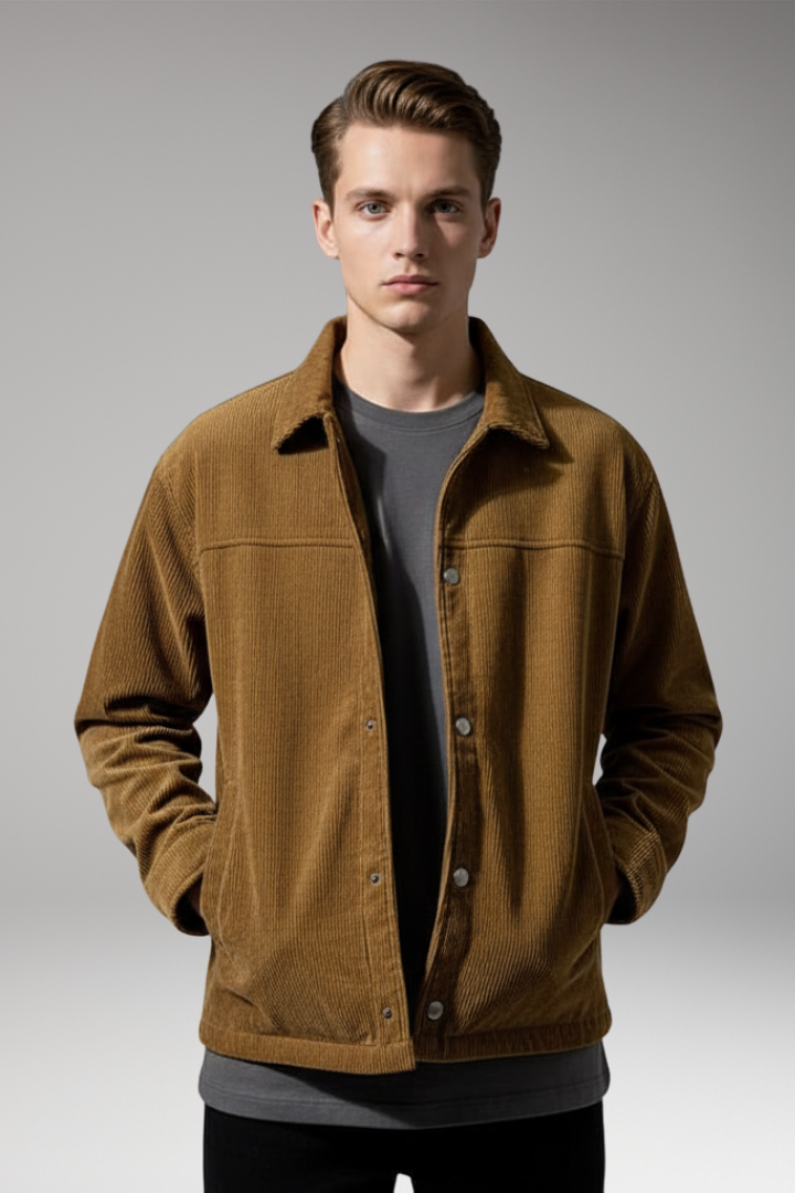 Men's Drawstring Jacket with Front Pockets