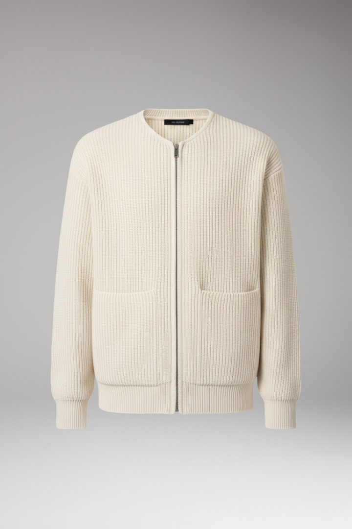 Men's Ribbed Jacket Front Zip Closure - Vonnera