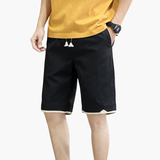 Men's Jogger Shorts Drawstring Elastic Waist Black - Vonnera