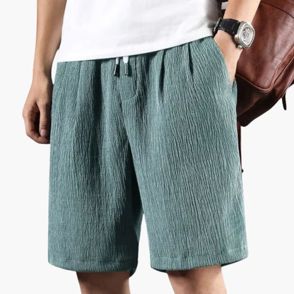 Men's Knee-Length Shorts Elastic Waistband Crinkled Texture - Vonnera