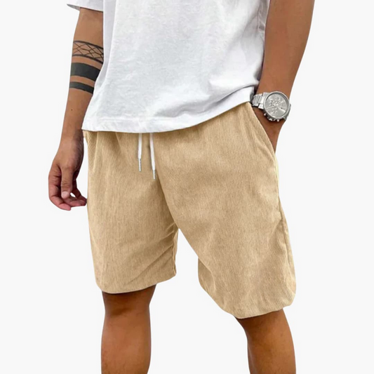 Men's Textured Shorts Elastic Waist Pockets Knee-Length - Vonnera