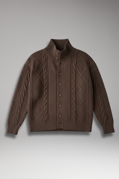 Men's Knit Cardigan Button Front Ribbed - Vonnera